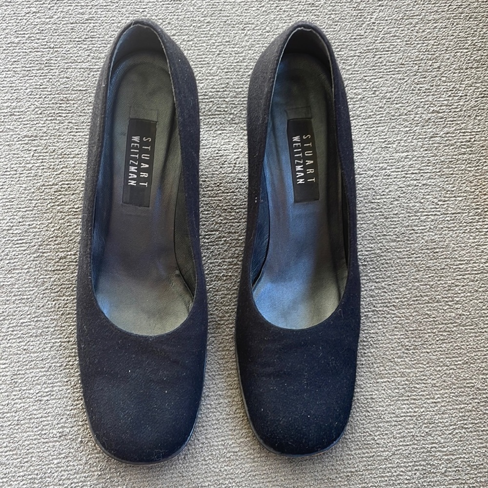 Stuart Weitzman black wool pumps